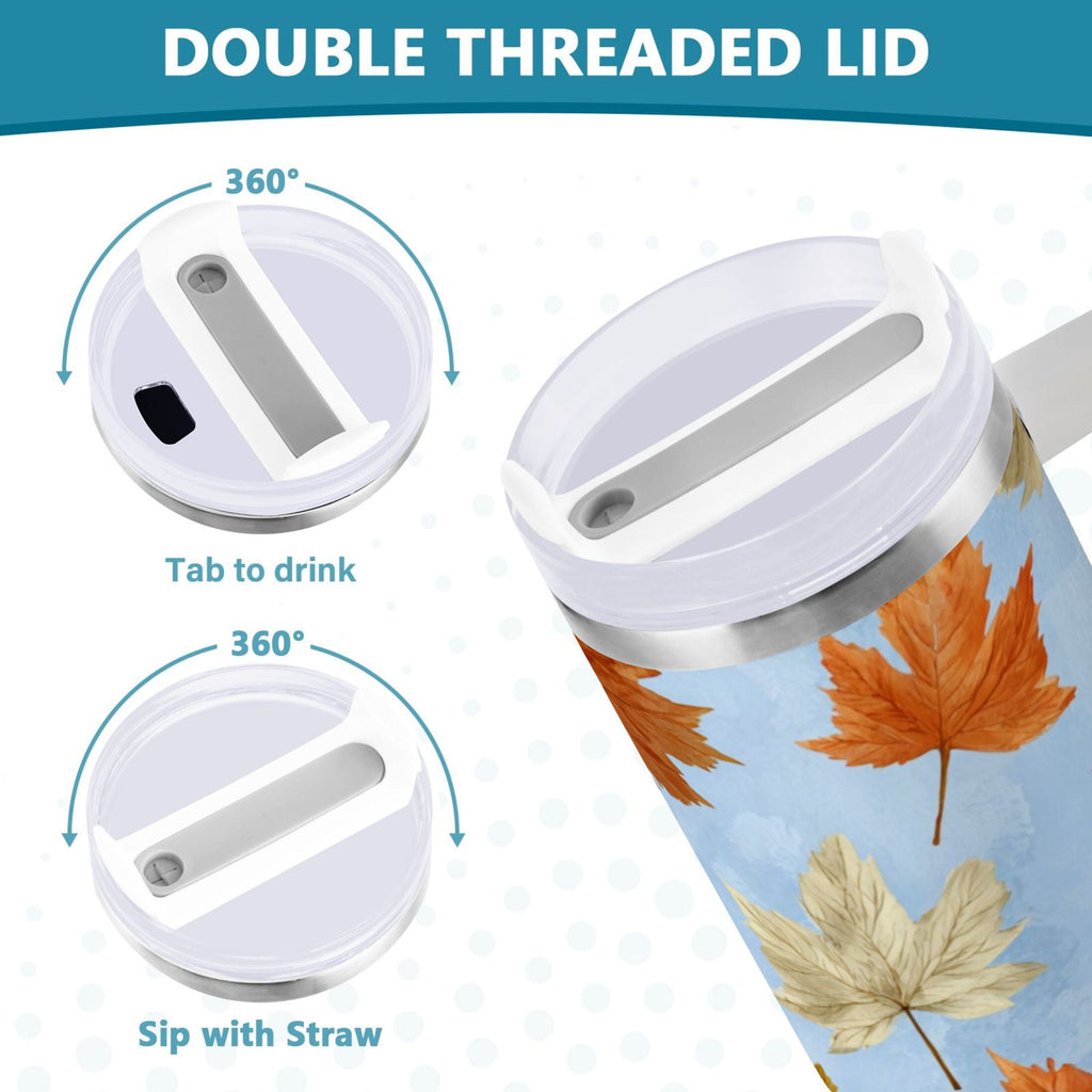 30 oz Insulated Stainless Steel Tumbler Double Wall Stainless Steel Tumbler with 2-Way Drinking Autumn Maple Leaves 2C6C