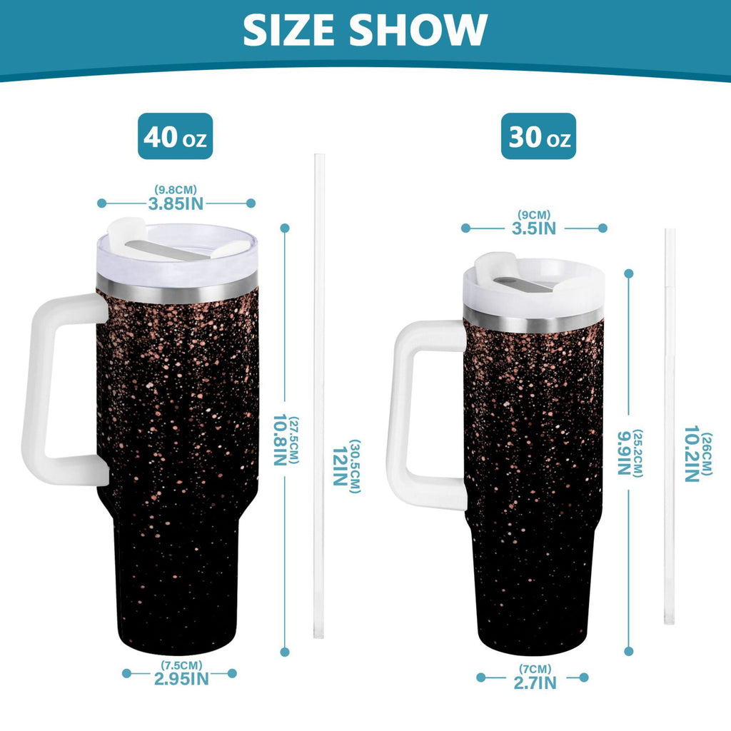 40 oz Insulated Stainless Steel Tumbler Double Wall Stainless Steel Tumbler with 2-Way Drinking Rose Gold Glitter CWRT