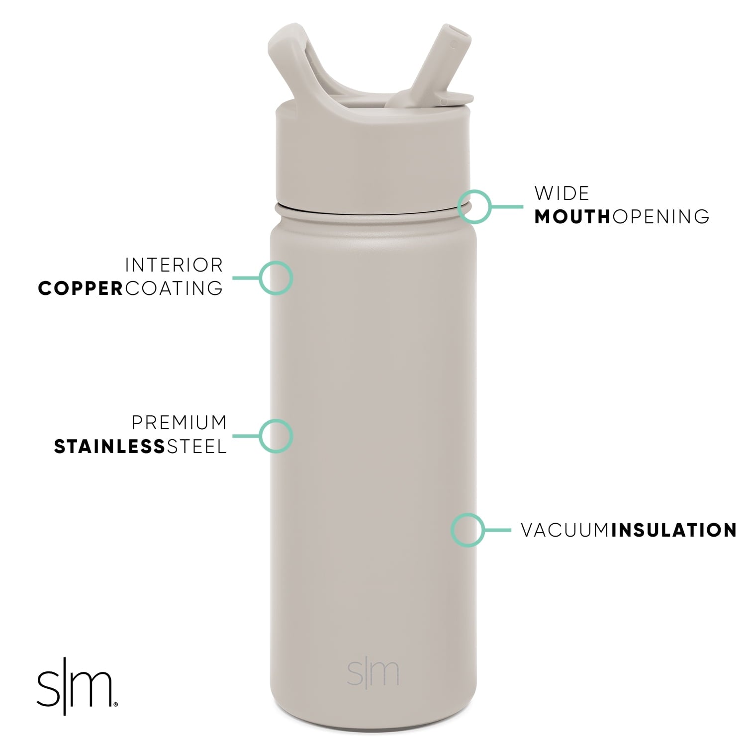 Simple Modern Summit Water Bottle Straw Lid Vacuum Insulated Stainless Steel Bottle | 18 fl oz IOD6