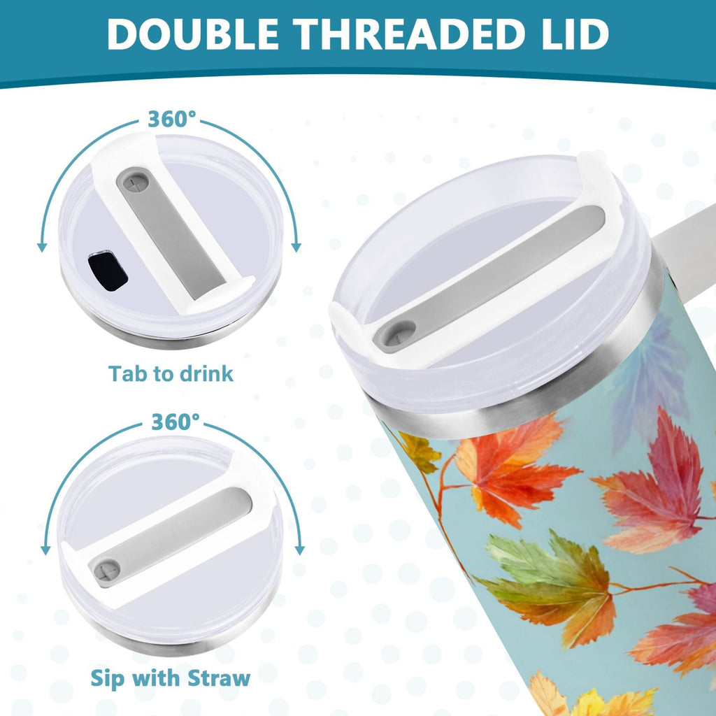 30 oz Insulated Stainless Steel Tumbler Double Wall Stainless Steel Tumbler with 2-Way Drinking Colorful Autumn Maple Leaves S2NS
