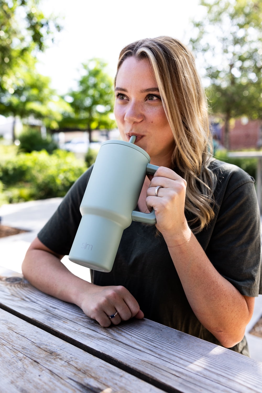 Simple Modern 30 fl oz Insulated Stainless Steel Trek Tumbler with Straw Lid | Seaglass Sage and Cream Checkmate YPTM