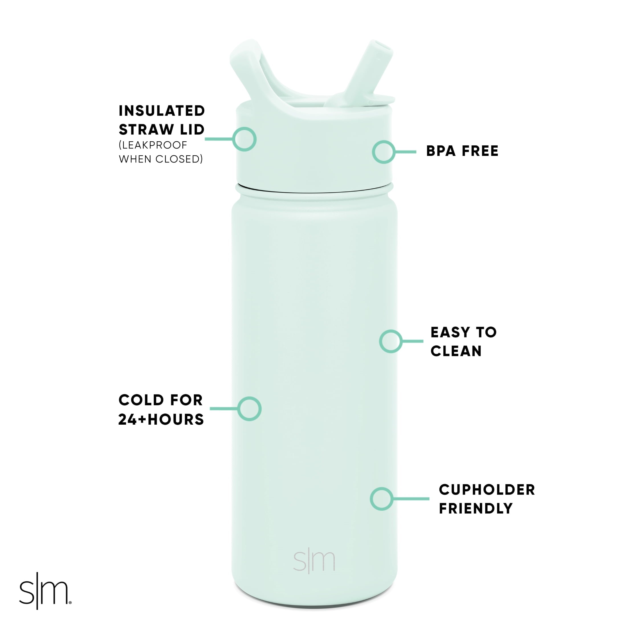 Simple Modern Summit Water Bottle Straw Lid Vacuum Insulated Stainless Steel Bottle | 18 fl oz IOD6