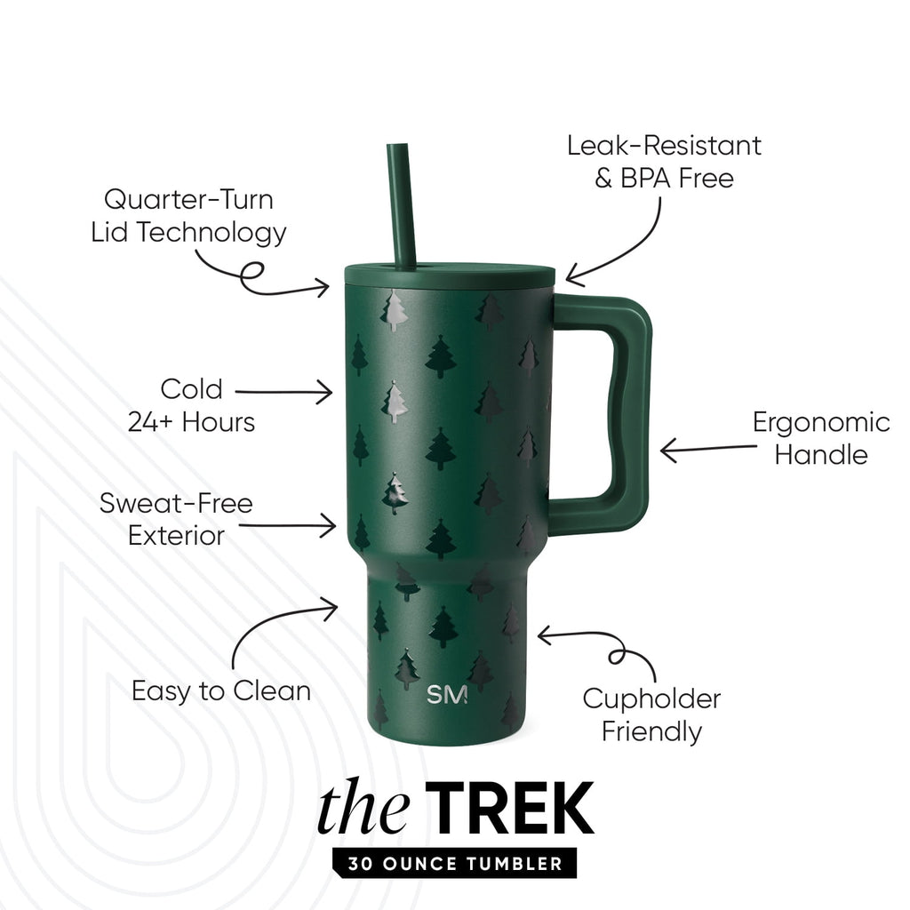 Simple Modern 30 fl oz Insulated Stainless Steel Trek Tumbler with Straw Lid | Seaglass Sage and Cream Checkmate YPTM