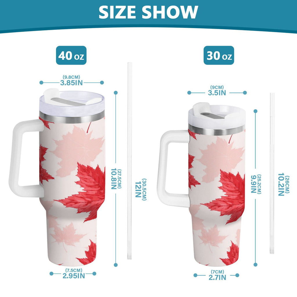 40 oz Insulated Stainless Steel Tumbler Double Wall Stainless Steel Tumbler with 2-Way Drinking Red Maple Leaves Pattern 1YXG