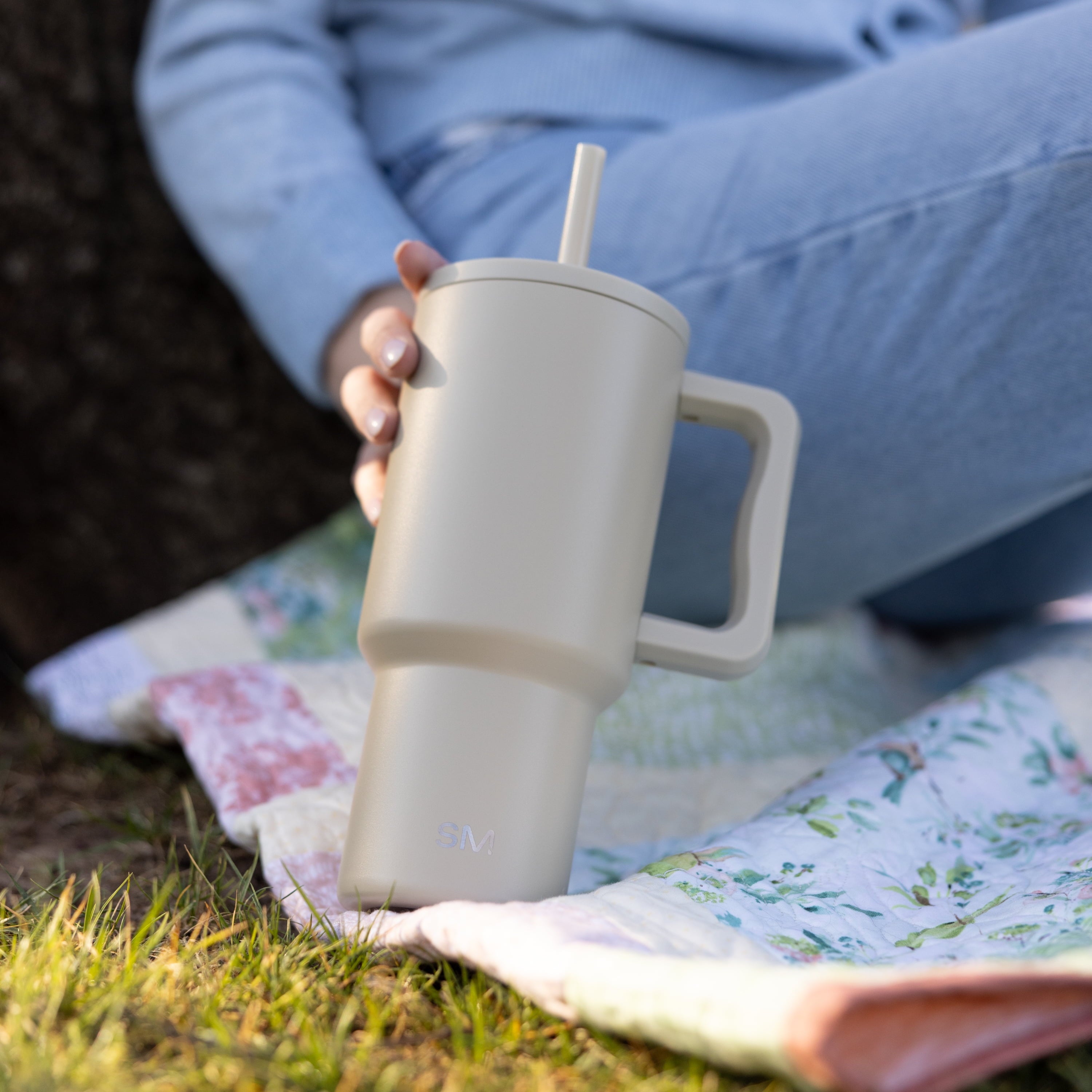 Simple Modern 30 fl oz Insulated Stainless Steel Trek Tumbler with Straw Lid | Seaglass Sage and Cream Checkmate YPTM