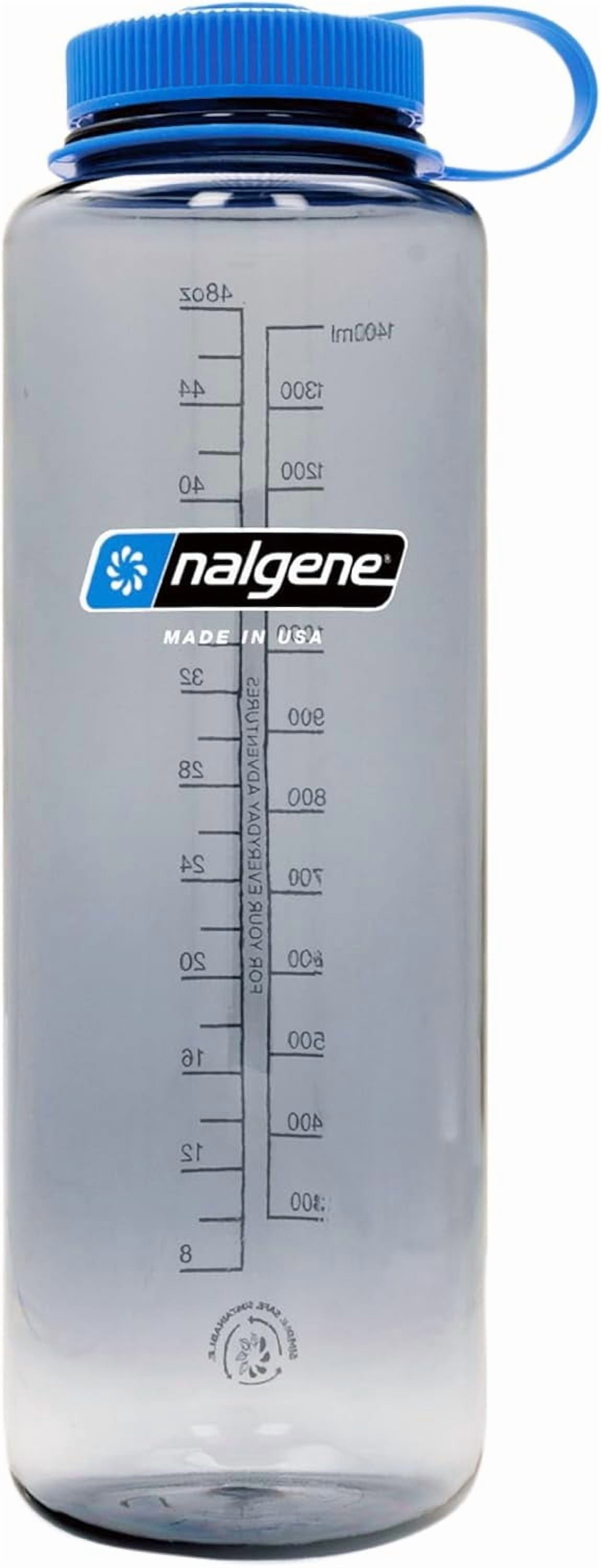 Nalgene Sustain Tritan BPA-Free Water  Made with Material Derived from 50% Plastic Waste (using ISCC certified mass balance), 48 OZ, Wide Mouth, Aubergine Q5GG