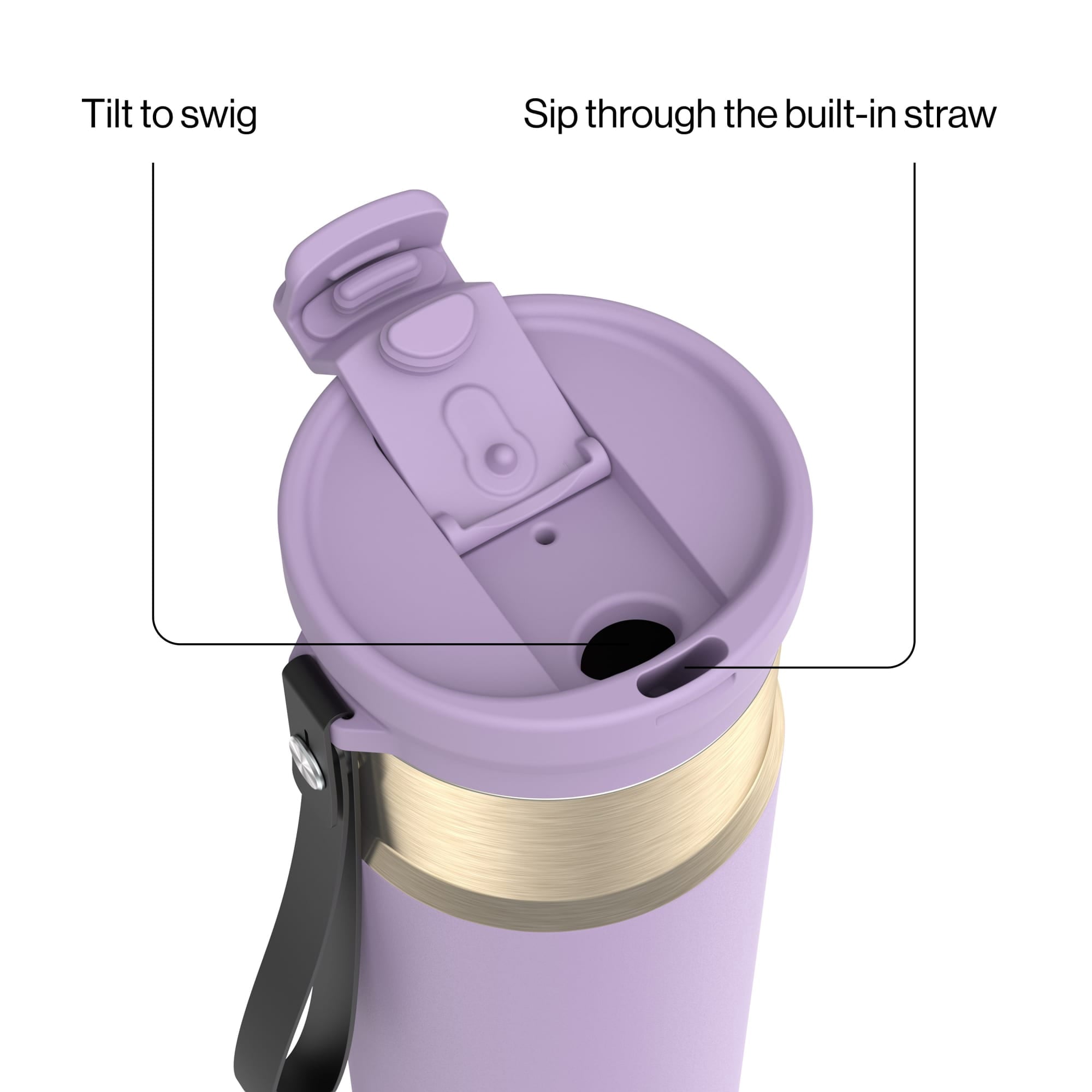 Contigo DualSip 24 oz Leakproof Insulated Water Bottle with Carrying Strap and 2-Way Lid BMW5