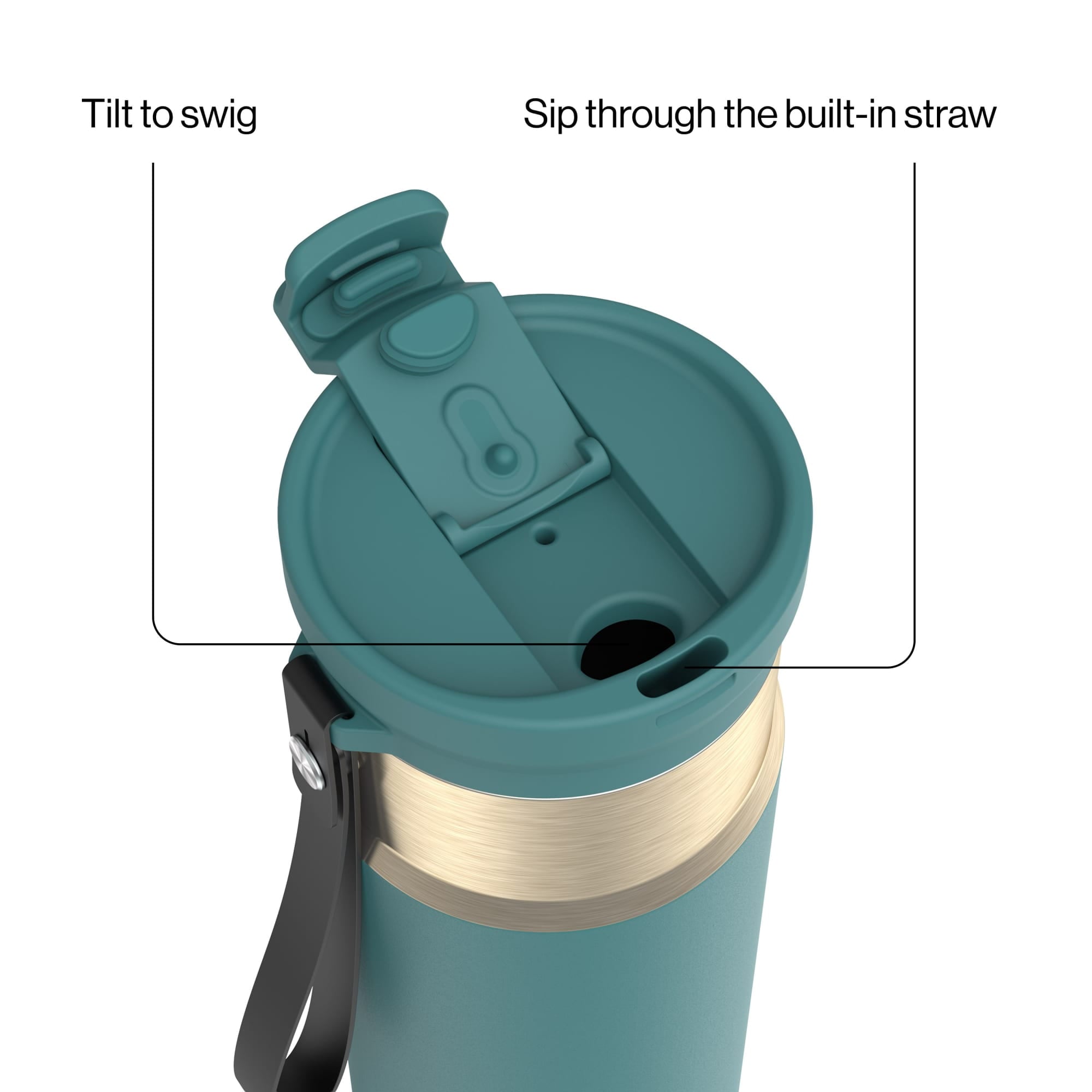 Contigo DualSip 24 oz Leakproof Insulated Water Bottle with Carrying Strap and 2-Way Lid BMW5