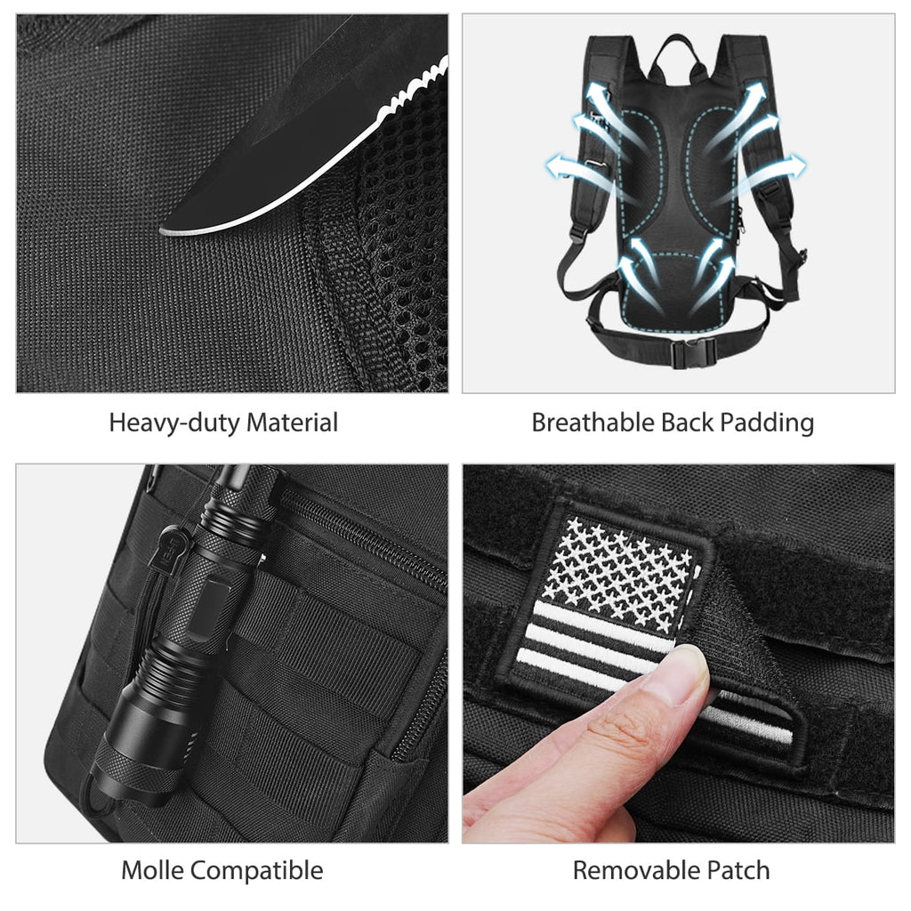 Brightify 17L Hydration Backpack with 3L TPU Water Bladder, Camel Backpack Hydration Pack for Hiking Hunting Climbing Cycling Biking Running, Molle Compatible Water Backpack for Men Women, Black 5JEA