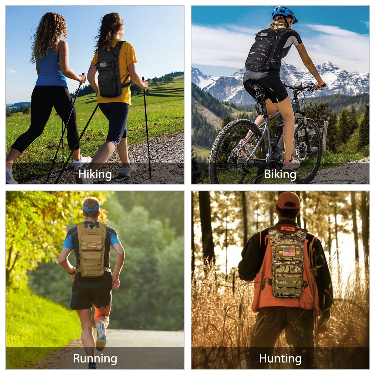 Brightify 17L Hydration Backpack with 3L TPU Water Bladder, Camel Backpack Hydration Pack for Hiking Hunting Climbing Cycling Biking Running, Molle Compatible Water Backpack for Men Women, Black 5JEA
