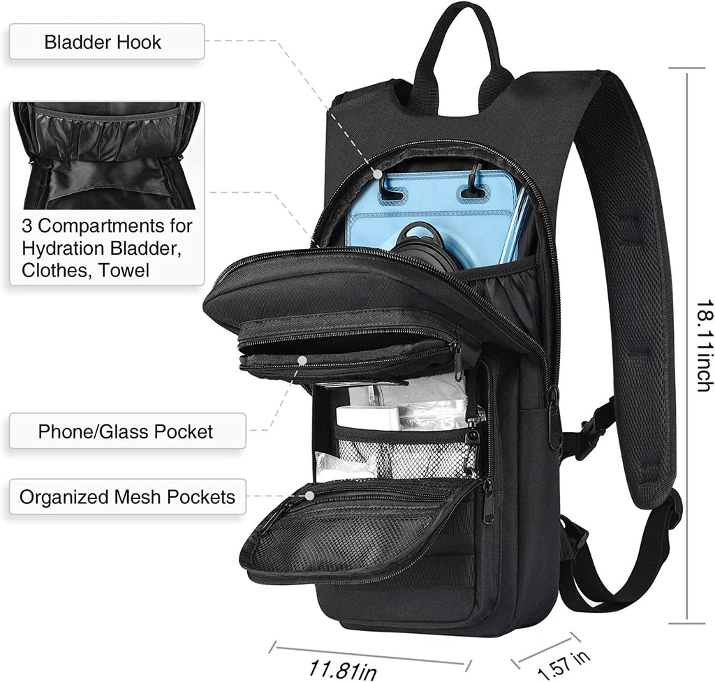 Brightify 17L Hydration Backpack with 3L TPU Water Bladder, Camel Backpack Hydration Pack for Hiking Hunting Climbing Cycling Biking Running, Molle Compatible Water Backpack for Men Women, Black 5JEA
