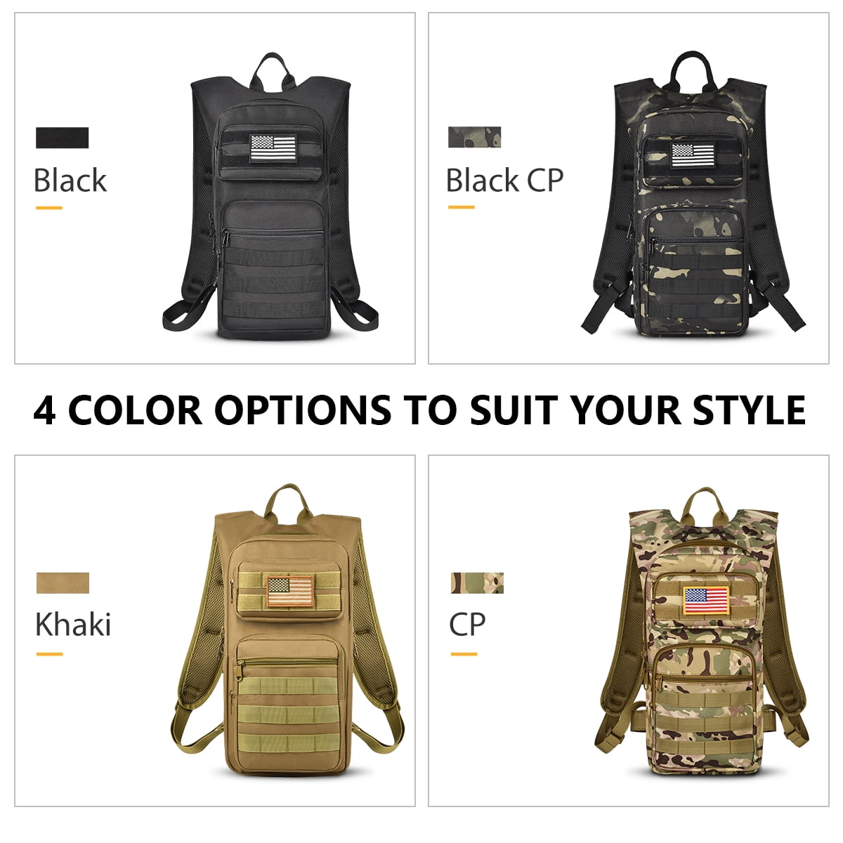 Brightify 17L Hydration Backpack with 3L TPU Water Bladder, Camel Backpack Hydration Pack for Hiking Hunting Climbing Cycling Biking Running, Molle Compatible Water Backpack for Men Women, Black 5JEA