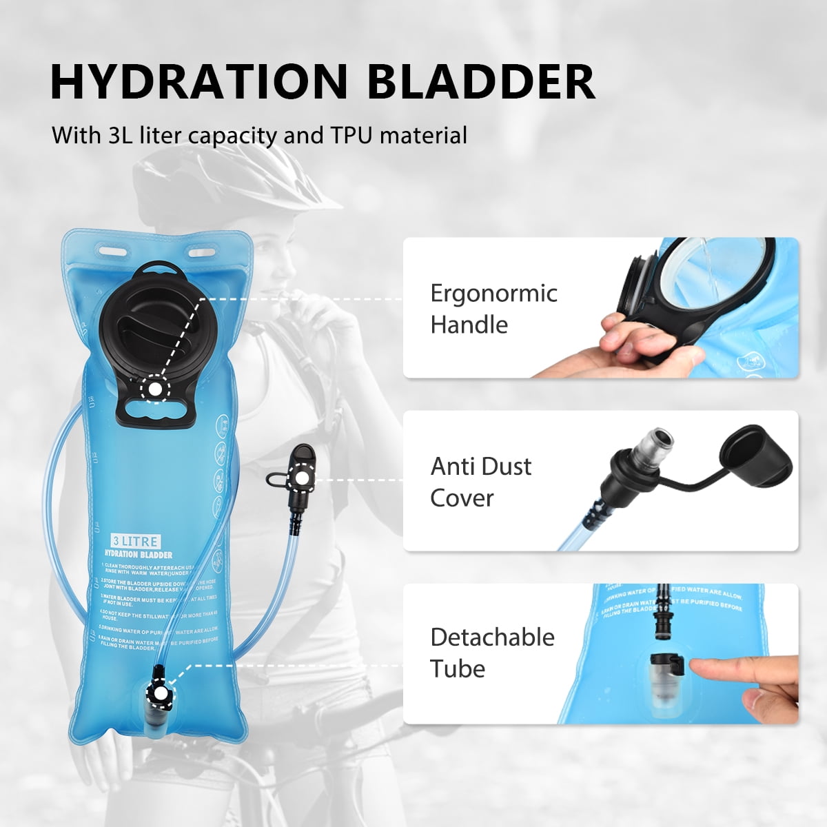 Brightify 17L Hydration Backpack with 3L TPU Water Bladder, Camel Backpack Hydration Pack for Hiking Hunting Climbing Cycling Biking Running, Molle Compatible Water Backpack for Men Women, Black 5JEA