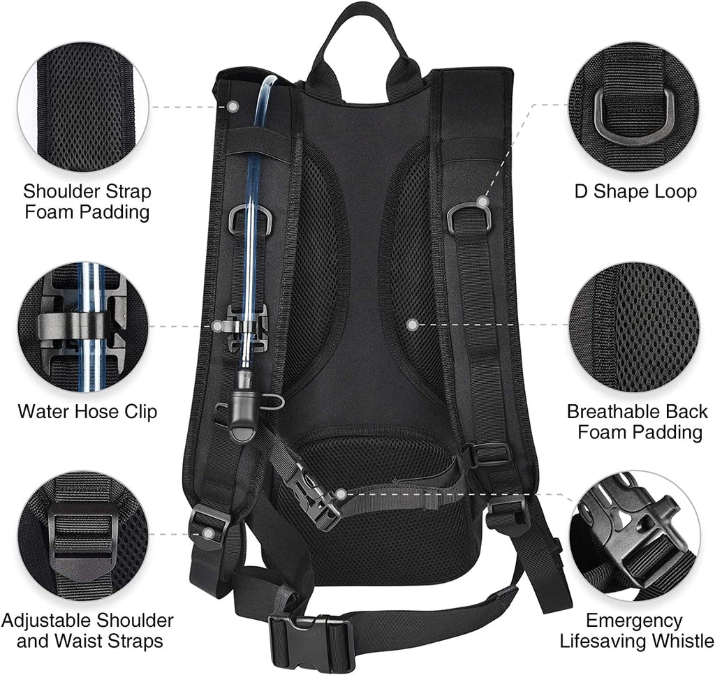 Brightify 17L Hydration Backpack with 3L TPU Water Bladder, Camel Backpack Hydration Pack for Hiking Hunting Climbing Cycling Biking Running, Molle Compatible Water Backpack for Men Women, Black 5JEA