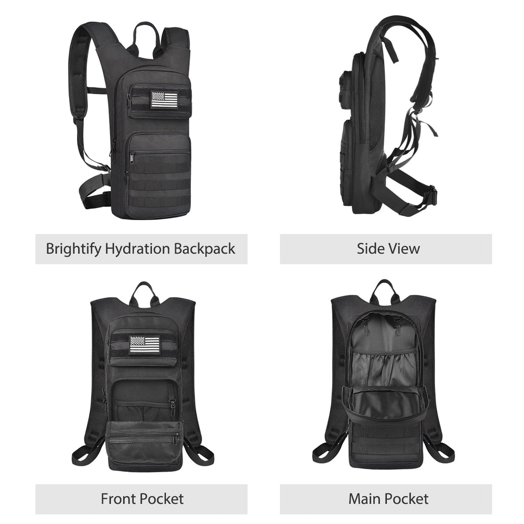 Brightify 17L Hydration Backpack with 3L TPU Water Bladder, Camel Backpack Hydration Pack for Hiking Hunting Climbing Cycling Biking Running, Molle Compatible Water Backpack for Men Women, Black 5JEA