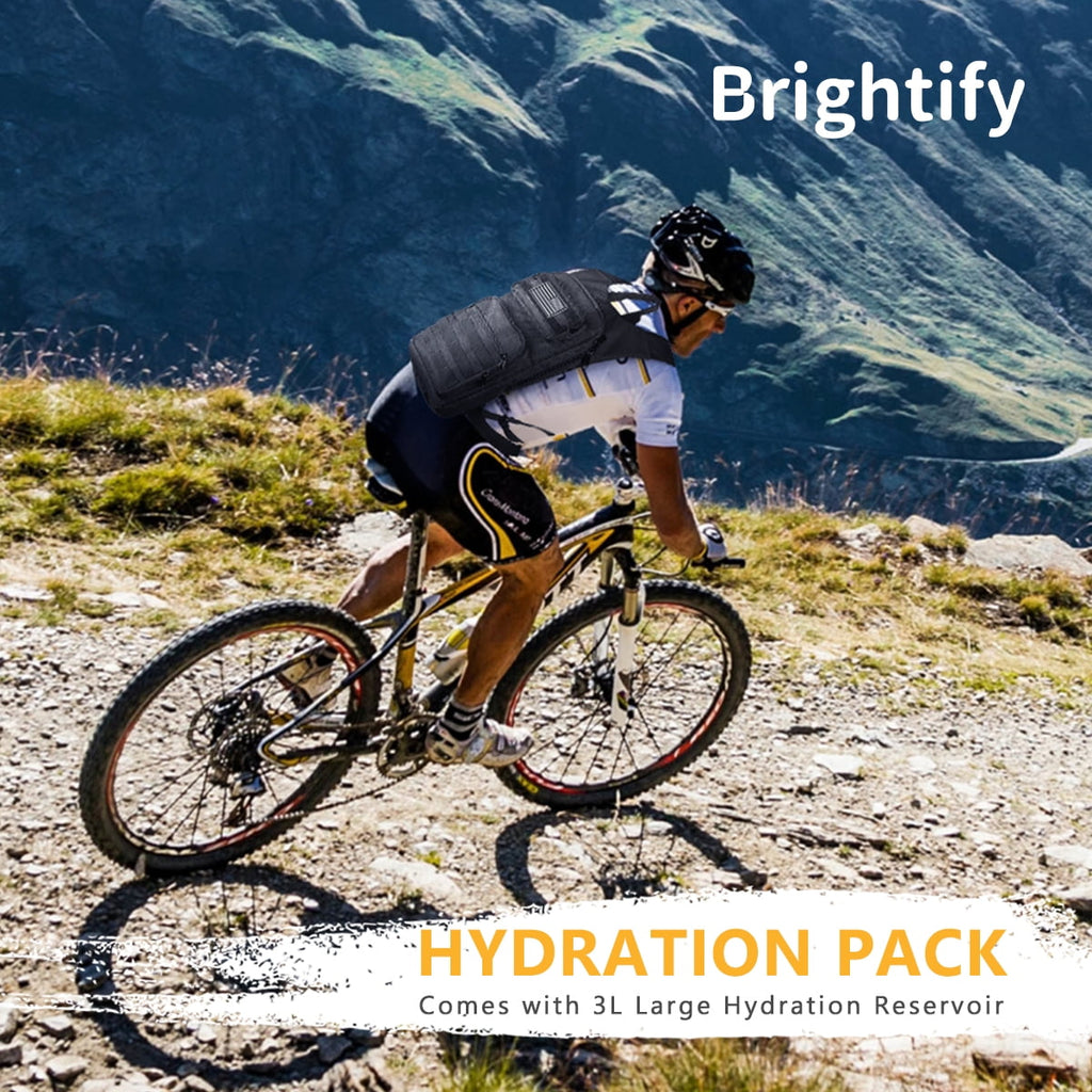 Brightify 17L Hydration Backpack with 3L TPU Water Bladder, Camel Backpack Hydration Pack for Hiking Hunting Climbing Cycling Biking Running, Molle Compatible Water Backpack for Men Women, Black 5JEA
