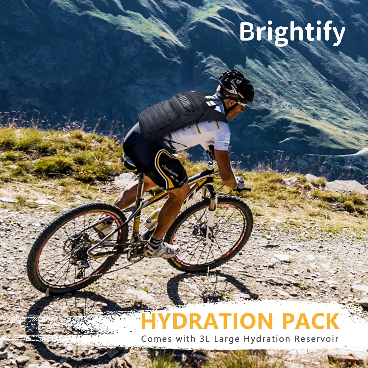 Brightify 17L Hydration Backpack with 3L TPU Water Bladder, Camel Backpack Hydration Pack for Hiking Hunting Climbing Cycling Biking Running, Molle Compatible Water Backpack for Men Women, Black 5JEA