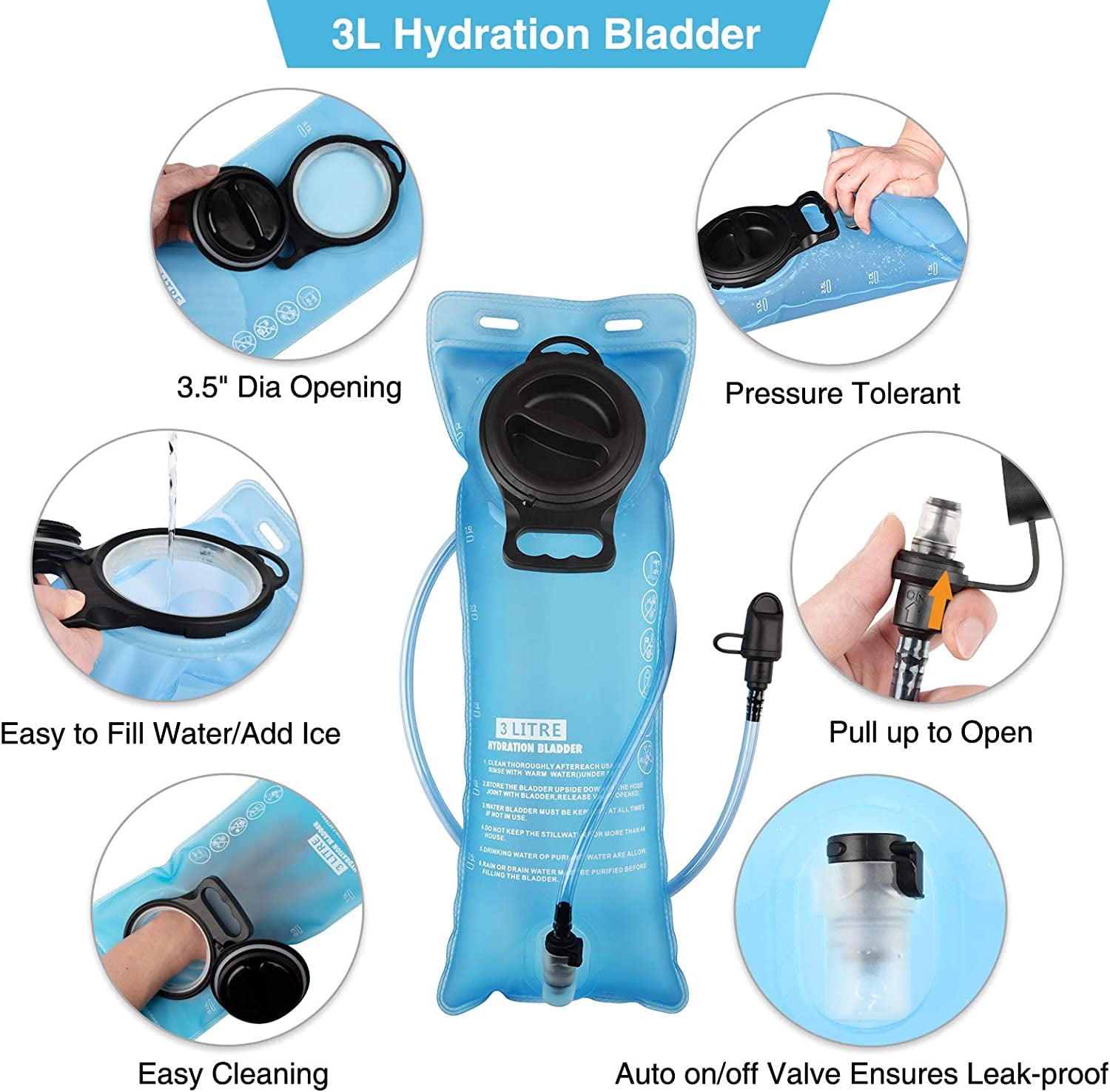 Brightify 17L Hydration Backpack with 3L TPU Water Bladder, Camel Backpack Hydration Pack for Hiking Hunting Climbing Cycling Biking Running, Molle Compatible Water Backpack for Men Women, Black 5JEA