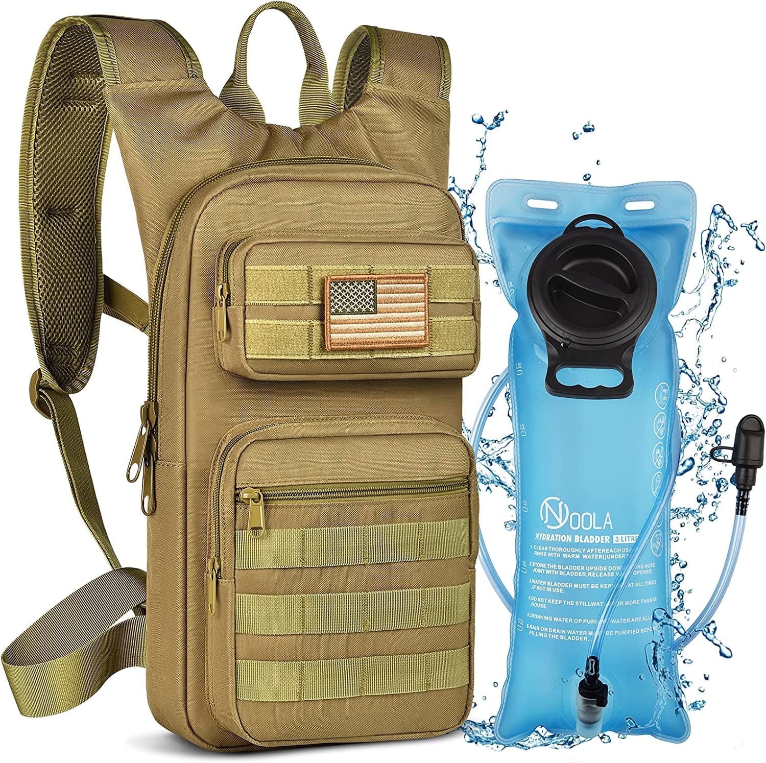 Brightify 17L Hydration Backpack with 3L TPU Water Bladder, Camel Backpack Hydration Pack for Hiking Hunting Climbing Cycling Biking Running, Molle Compatible Water Backpack for Men Women, Black 5JEA