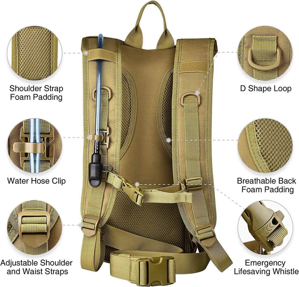Brightify 17L Hydration Backpack with 3L TPU Water Bladder, Camel Backpack Hydration Pack for Hiking Hunting Climbing Cycling Biking Running, Molle Compatible Water Backpack for Men Women, Black 5JEA