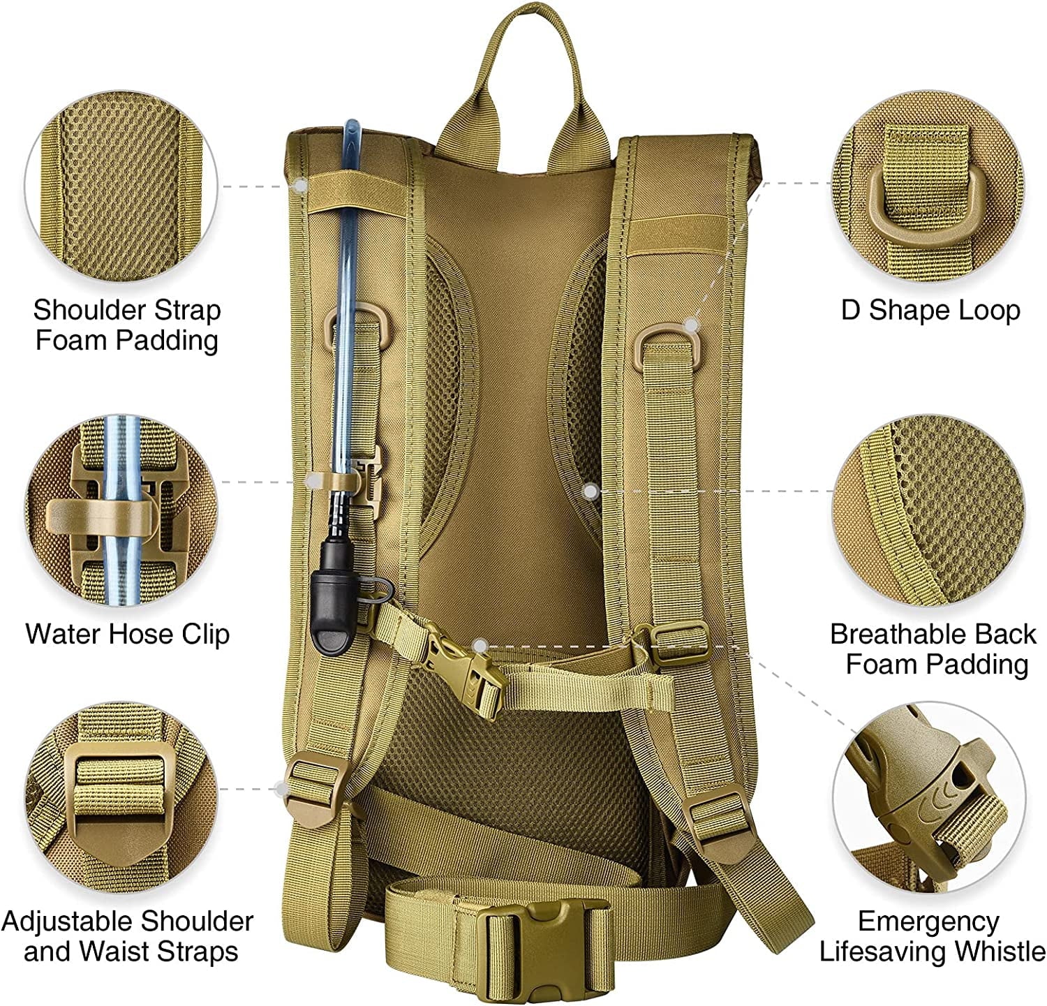 Brightify 17L Hydration Backpack with 3L TPU Water Bladder, Camel Backpack Hydration Pack for Hiking Hunting Climbing Cycling Biking Running, Molle Compatible Water Backpack for Men Women, Black 5JEA