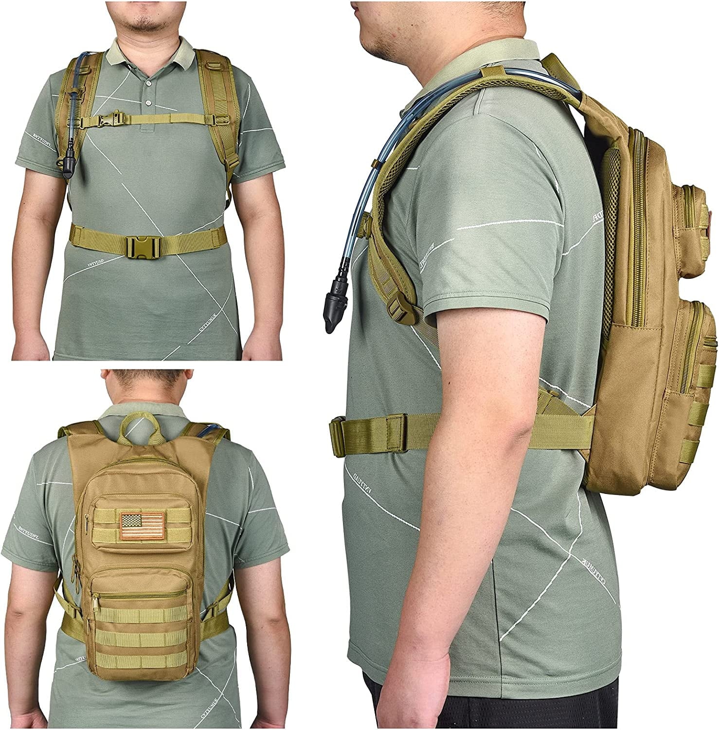 Brightify 17L Hydration Backpack with 3L TPU Water Bladder, Camel Backpack Hydration Pack for Hiking Hunting Climbing Cycling Biking Running, Molle Compatible Water Backpack for Men Women, Black 5JEA