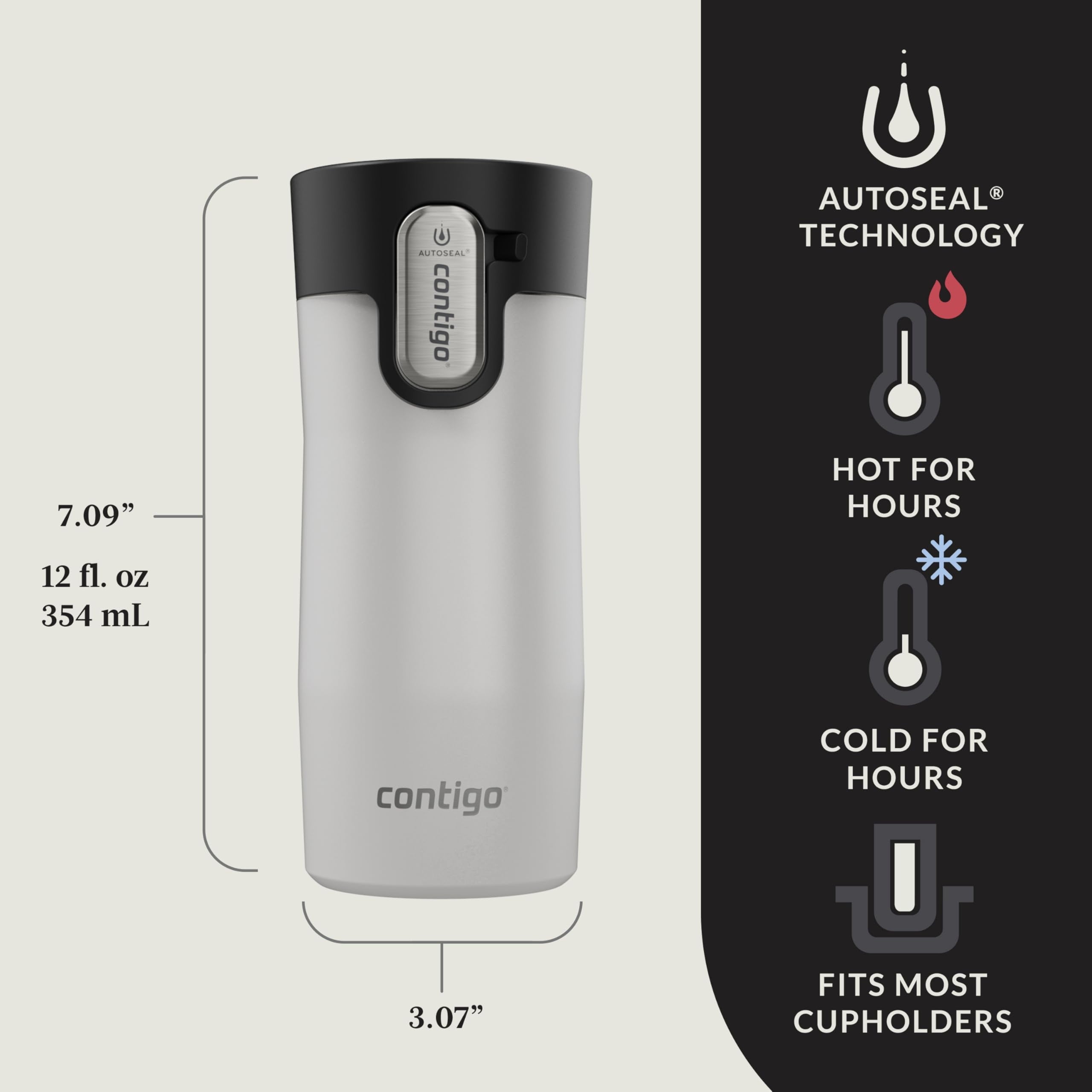 Contigo AUTOSEAL West Loop Vacuum-Insulated Stainless Steel Travel Mug with Easy-Clean Lid, 12oz 1WVG
