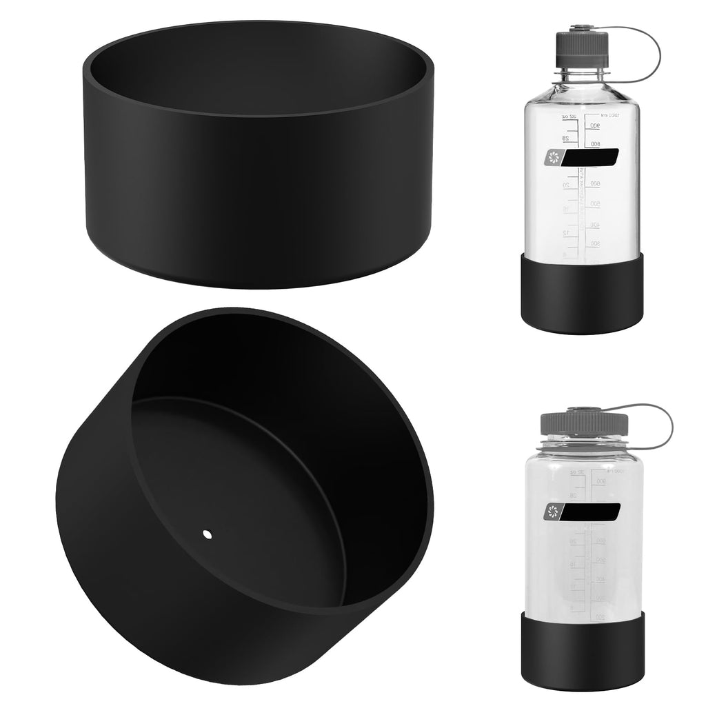 Linkidea 2 Pack Water Bottle Boot Compatible with Nalgene Sustain Wide Mouth 32oz/48oz, Narrow Mouth 32oz, Silicone Anti-Slip Bottle Bottom Bumper Protector (Black) OII3