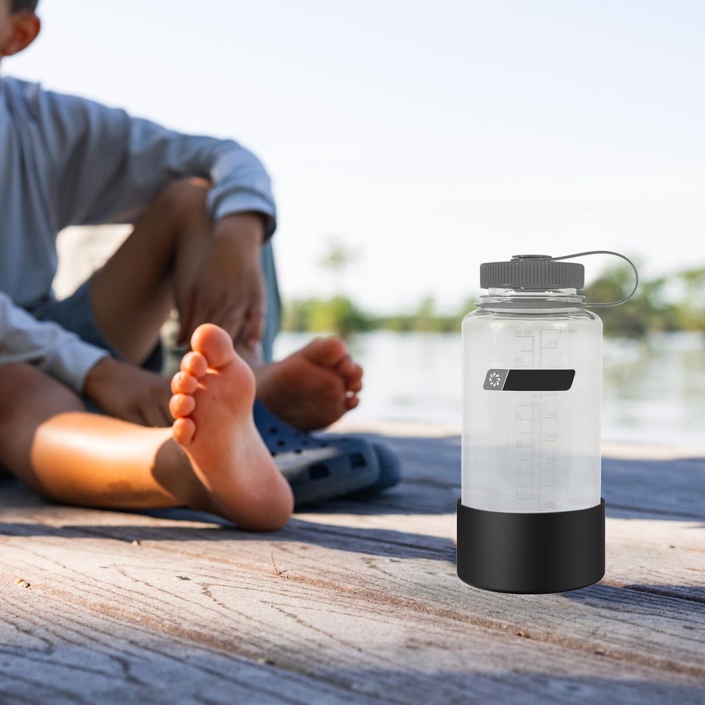 Linkidea 2 Pack Water Bottle Boot Compatible with Nalgene Sustain Wide Mouth 32oz/48oz, Narrow Mouth 32oz, Silicone Anti-Slip Bottle Bottom Bumper Protector (Black) OII3