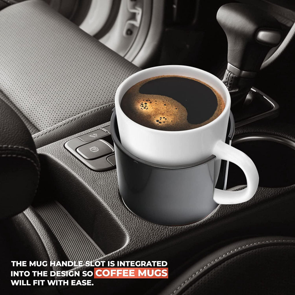 Cup Holder Expander - Fits Hydro Flasks 32/40 oz, Nalgene,  &amp; Large Bottles up to 3.8  Wide - for  up to 3.2  Wide - Black EFIE