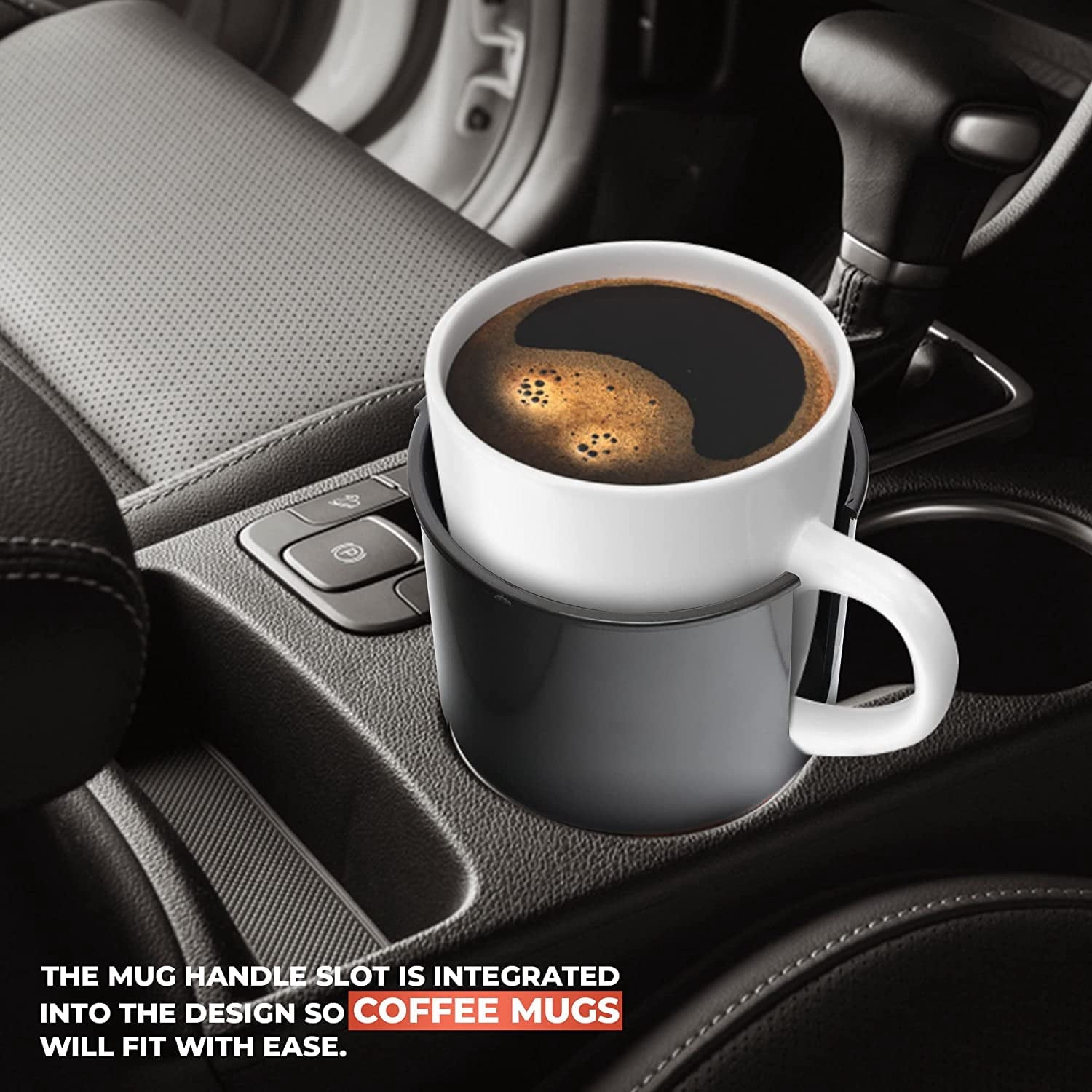 Cup Holder Expander - Fits Hydro Flasks 32/40 oz, Nalgene,  &amp; Large Bottles up to 3.8  Wide - for  up to 3.2  Wide - Black EFIE
