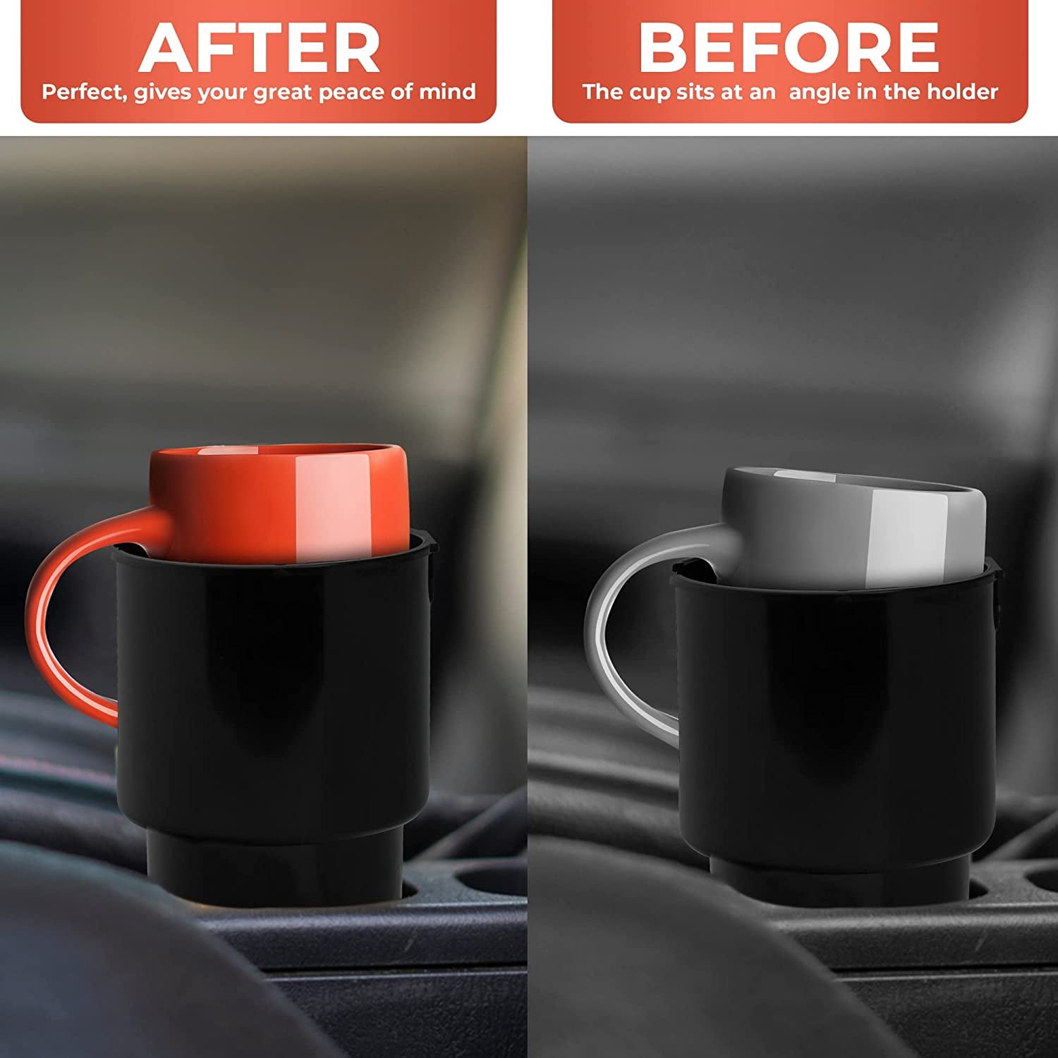 Cup Holder Expander - Fits Hydro Flasks 32/40 oz, Nalgene,  &amp; Large Bottles up to 3.8  Wide - for  up to 3.2  Wide - Black EFIE