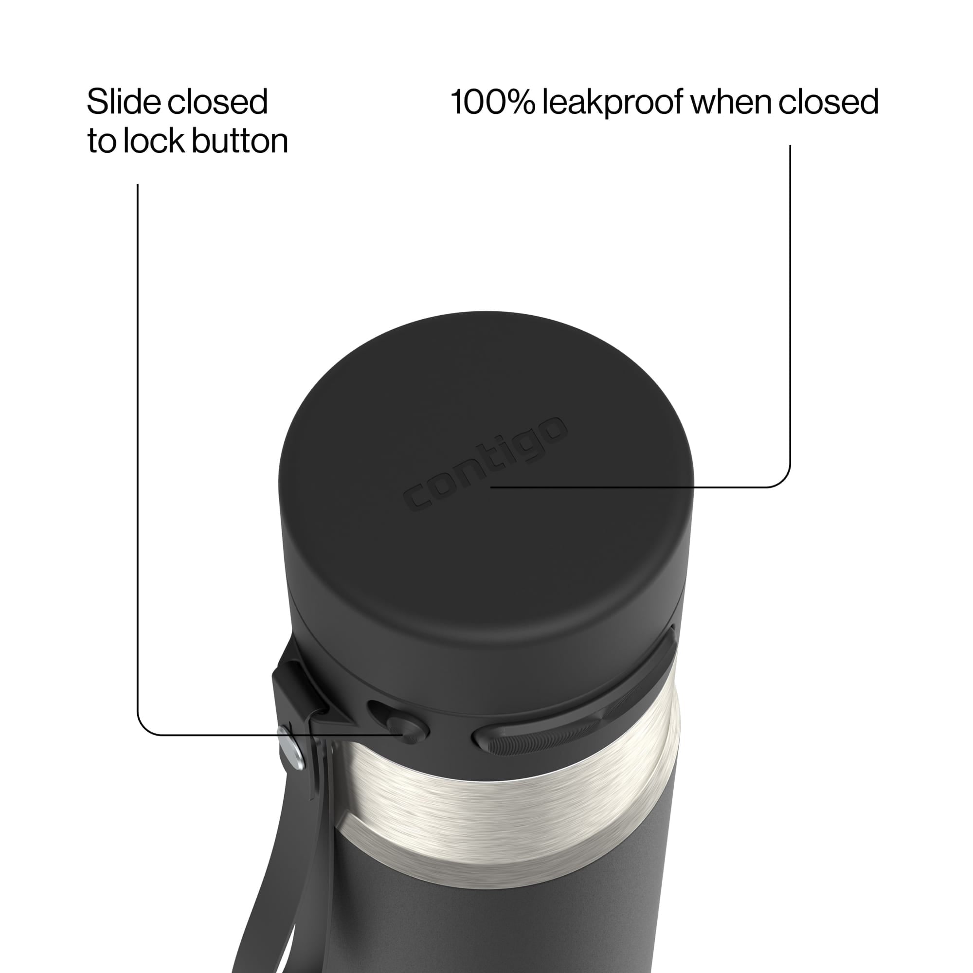 Contigo AutoPop 24 oz Leakproof Insulated Stainless Steel Water Bottle with Carry Strap and Shaker Ball PSY8