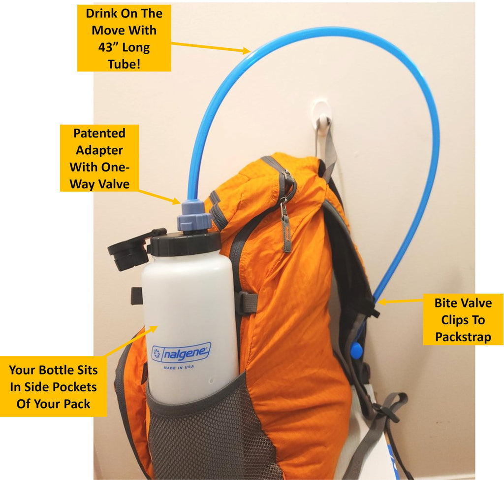 Universal Hydration Adapter for Nalgene Smartwater Bottles 28mm Wide Mouth, Flip Top Spout Lid with Loop, Hiking Running Cycling Accessory, Blue YJ5R