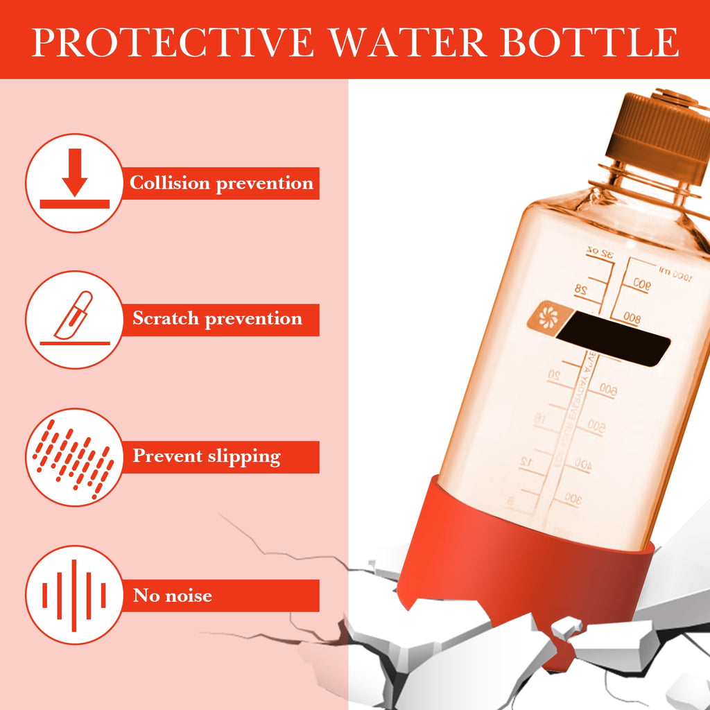 Linkidea 2 Pack Water Bottle Boot Compatible with Nalgene Sustain Wide Mouth 32oz/48oz, Narrow Mouth 32oz, Silicone Anti-Slip Bottle Bottom Bumper Protector (Red) W0BV