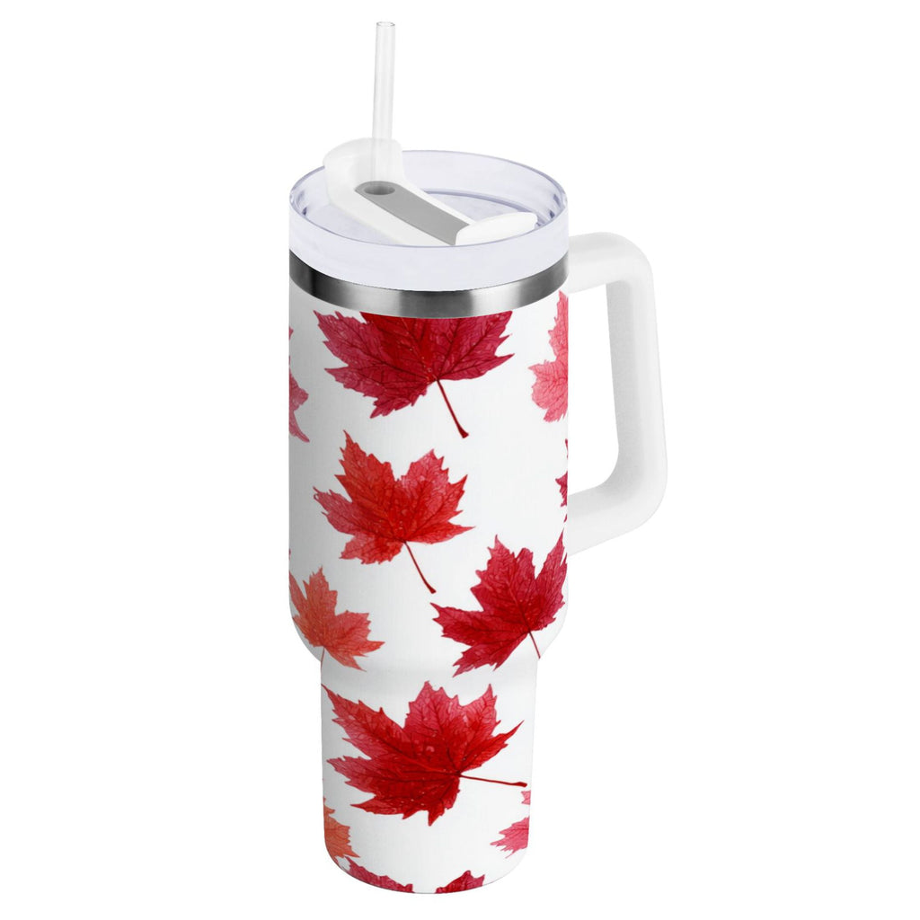 30 oz Insulated Stainless Steel Tumbler Double Wall Stainless Steel Tumbler with 2-Way Drinking Vibrant Red Maple Leaves MBBY