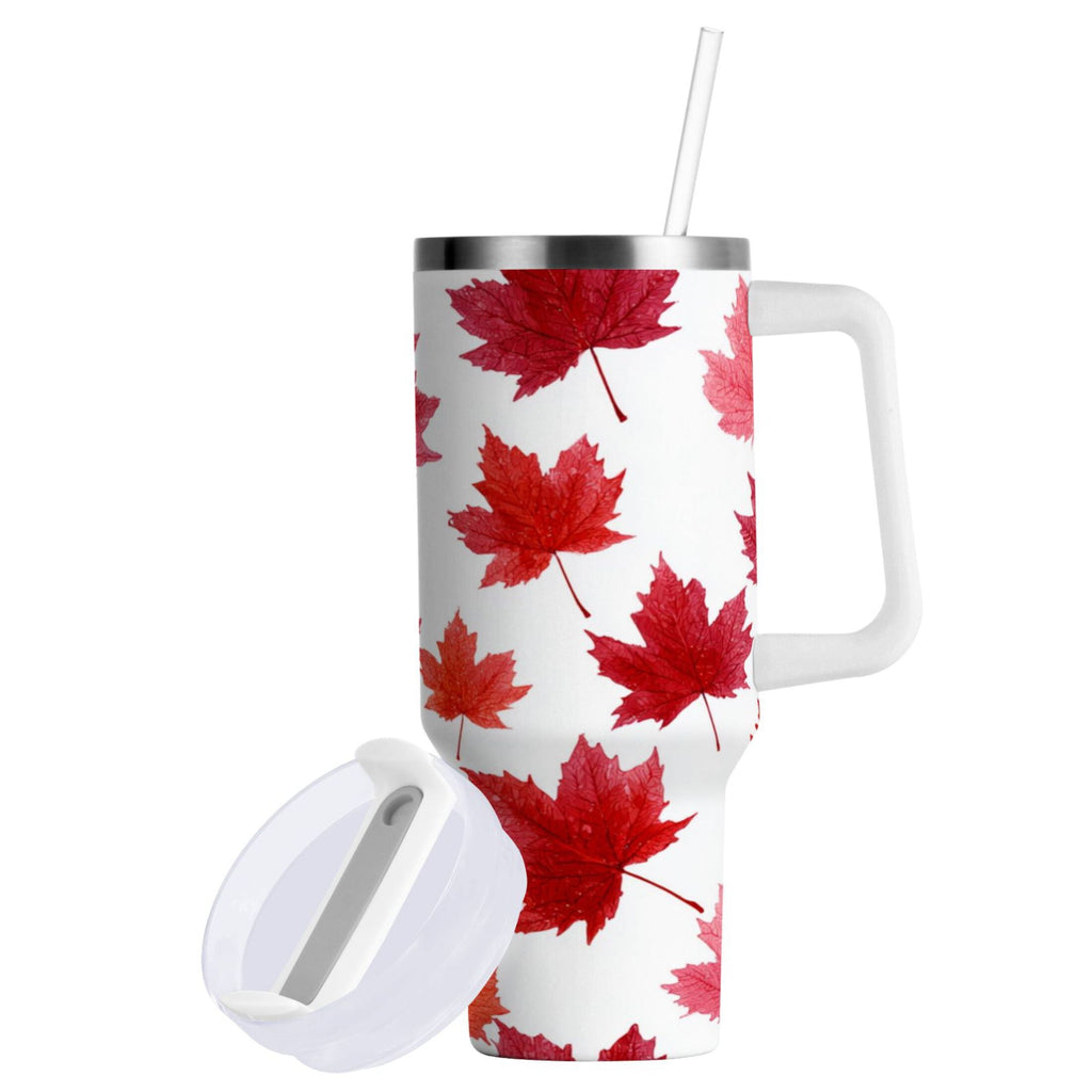 30 oz Insulated Stainless Steel Tumbler Double Wall Stainless Steel Tumbler with 2-Way Drinking Vibrant Red Maple Leaves MBBY