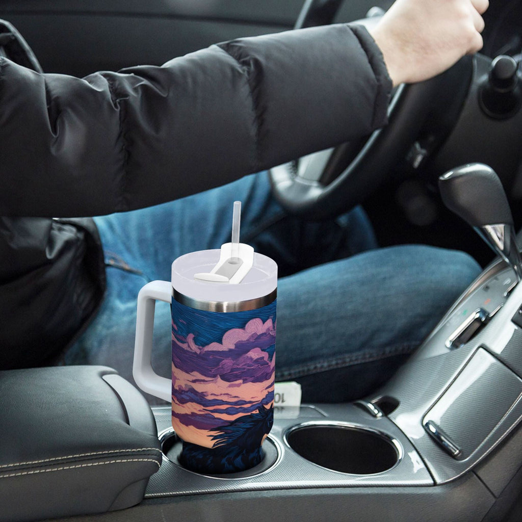 40 oz Insulated Stainless Steel Tumbler Double Wall Stainless Steel Tumbler with 2-Way Drinking Wild Horses Running L1OF