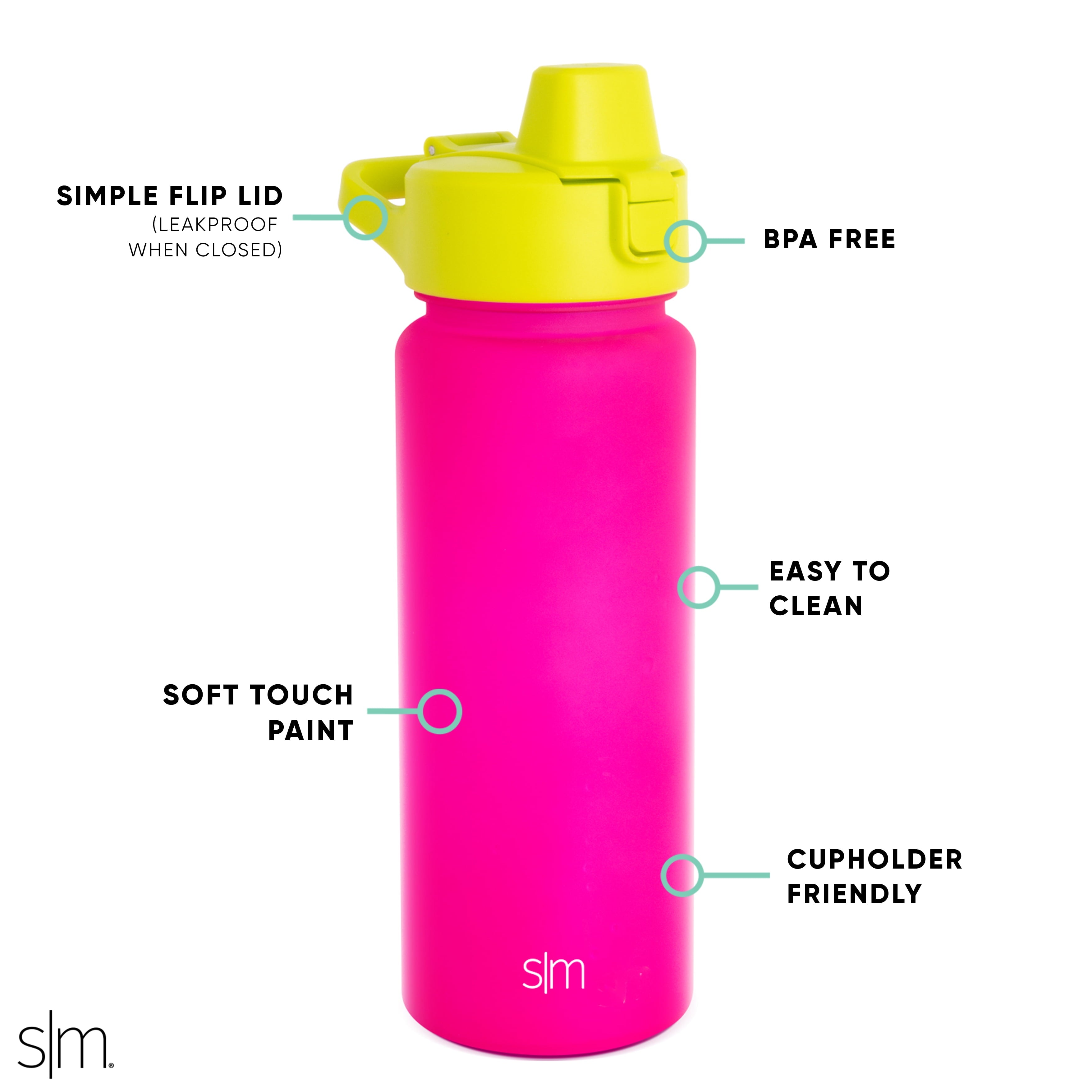 Simple Modern 22 fl oz Reusable Tritan Summit Water Bottle with Silicone Straw Lid|Raspberry Chartreuse 3UII