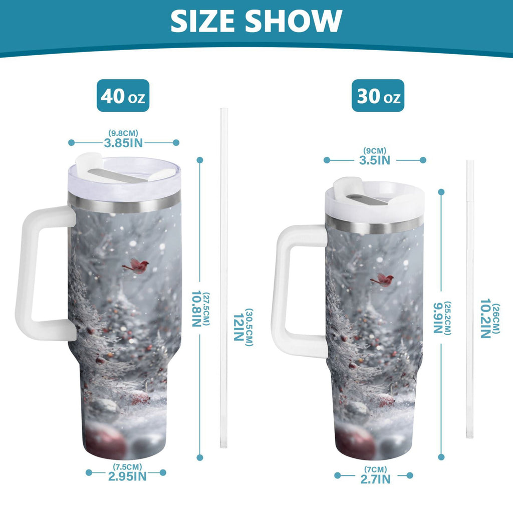 30 oz Insulated Stainless Steel Tumbler Double Wall Stainless Steel Tumbler with 2-Way Drinking Snowy Winter Landscape 6X70
