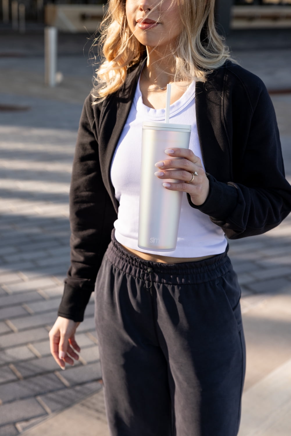 Simple Modern 24 fl oz Double Wall Plastic Classic Tumbler with Straw|Opalescent 8BV4