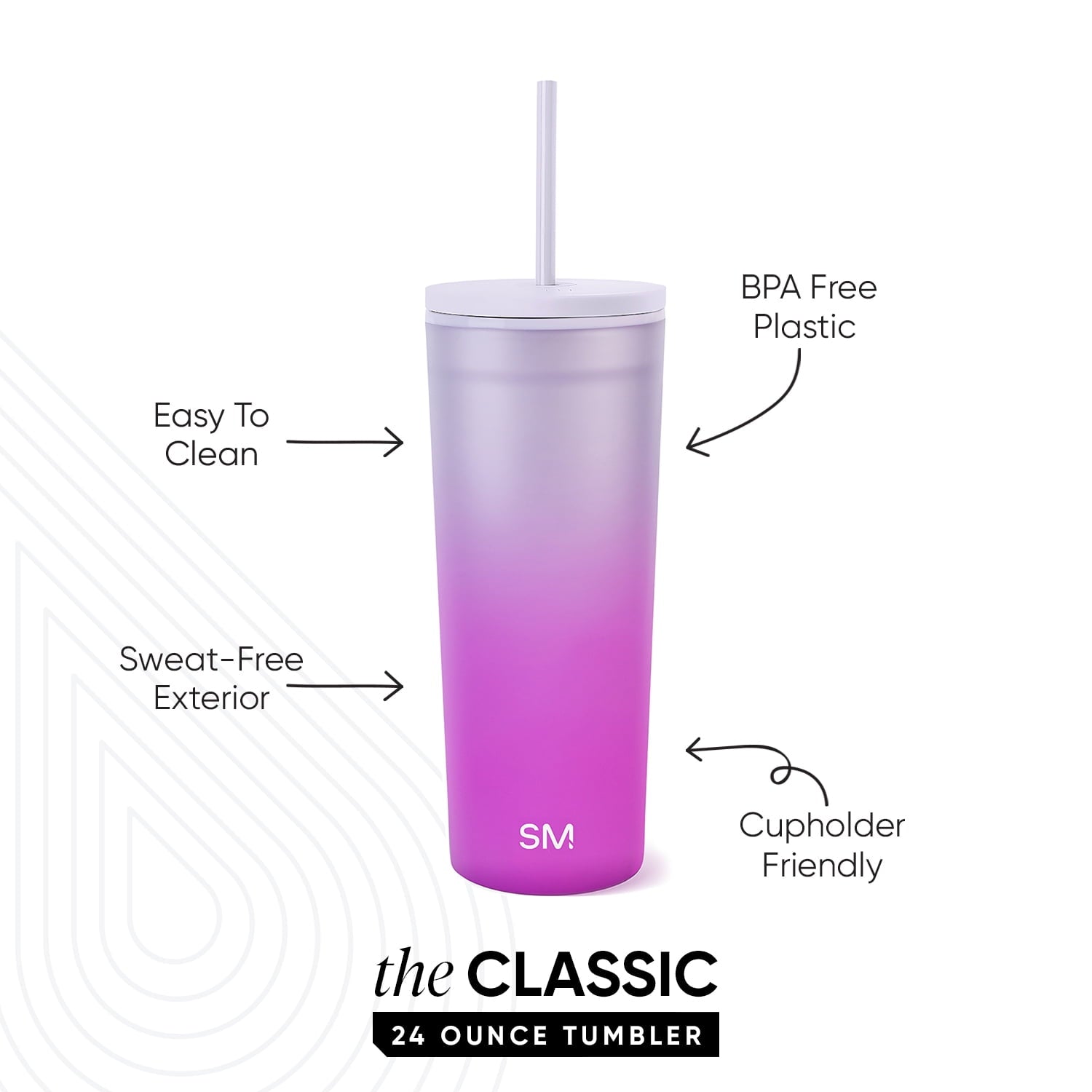 Simple Modern 24 fl oz Double Wall Plastic Classic Tumbler with Straw|Opalescent 8BV4
