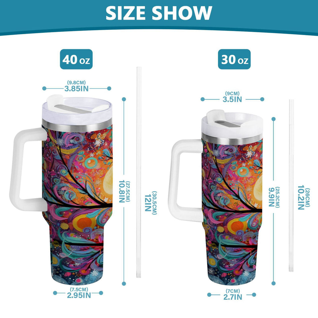 30 oz Insulated Stainless Steel Tumbler Double Wall Stainless Steel Tumbler with 2-Way Drinking Beautiful Abstract Tree Painting P0AU