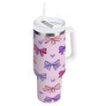 30 oz Insulated Stainless Steel Tumbler Double Wall Stainless Steel Tumbler with 2-Way Drinking Bows and Heart Pattern X6JA