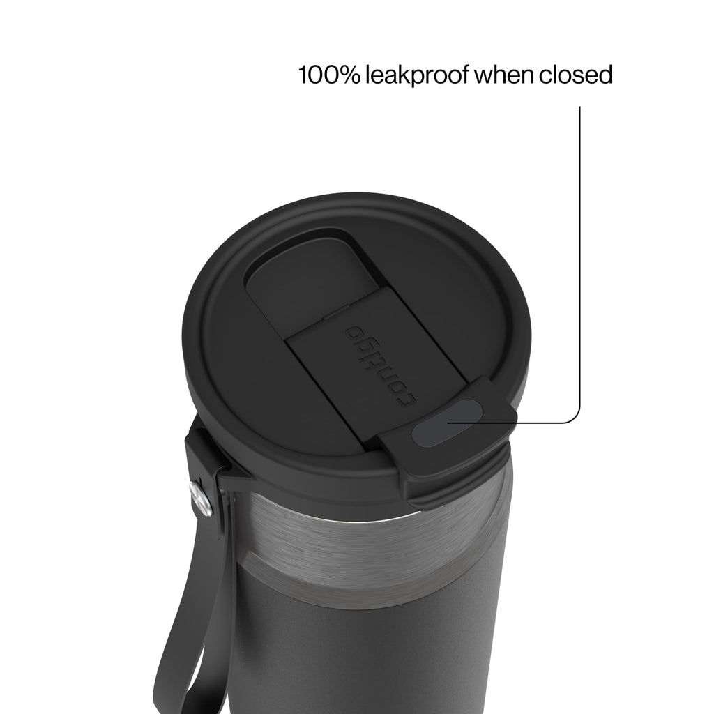 Contigo DualSip Leakproof Stainless Steel Reusable Water Bottle Tumbler with Carrying Strap, Cream/Champagne, 24 oz D87F