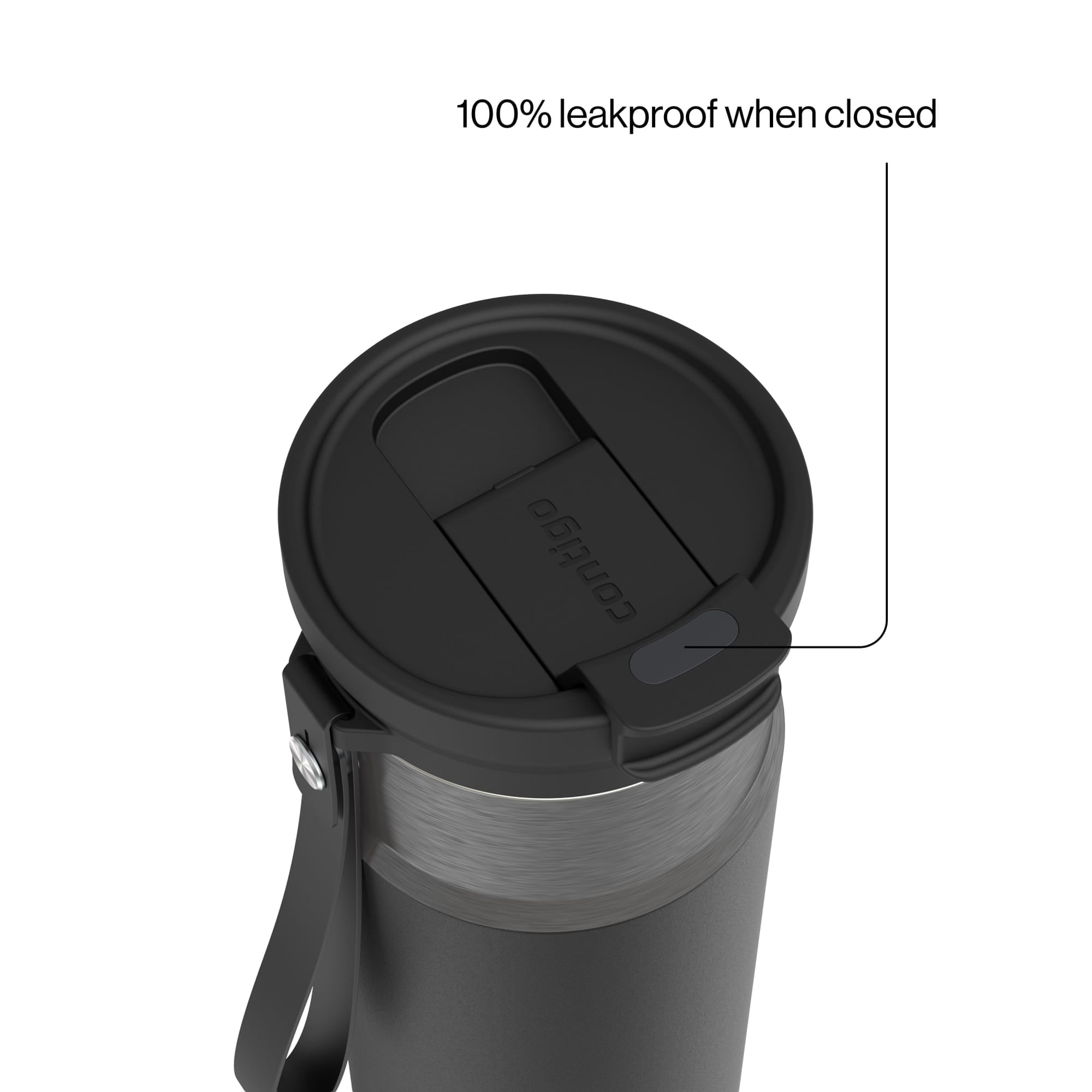 Contigo DualSip Leakproof Stainless Steel Reusable Water Bottle Tumbler with Carrying Strap, Cream/Champagne, 24 oz D87F