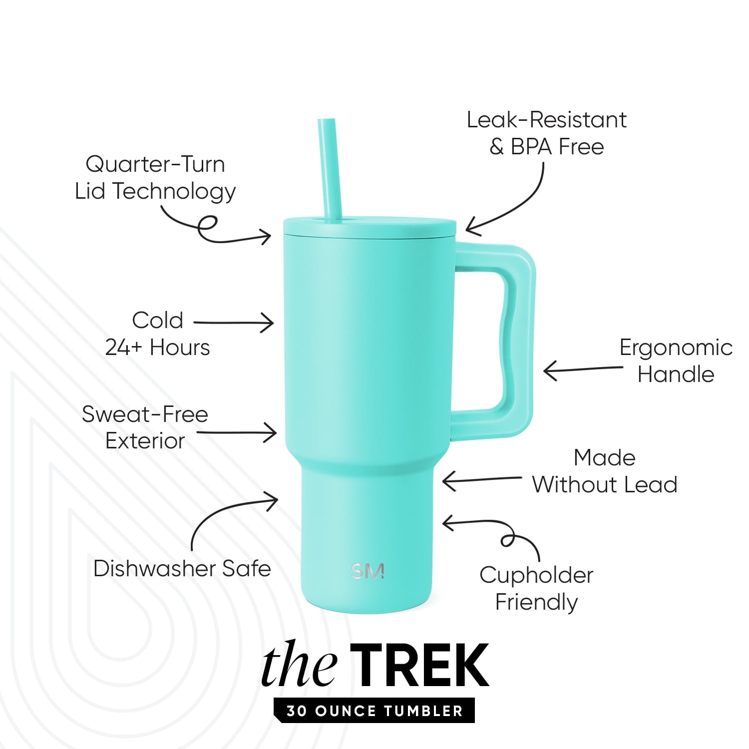 Simple Modern 30 fl oz Insulated Stainless Steel Trek Tumbler with Straw Lid | Seaglass Sage and Cream Checkmate YPTM