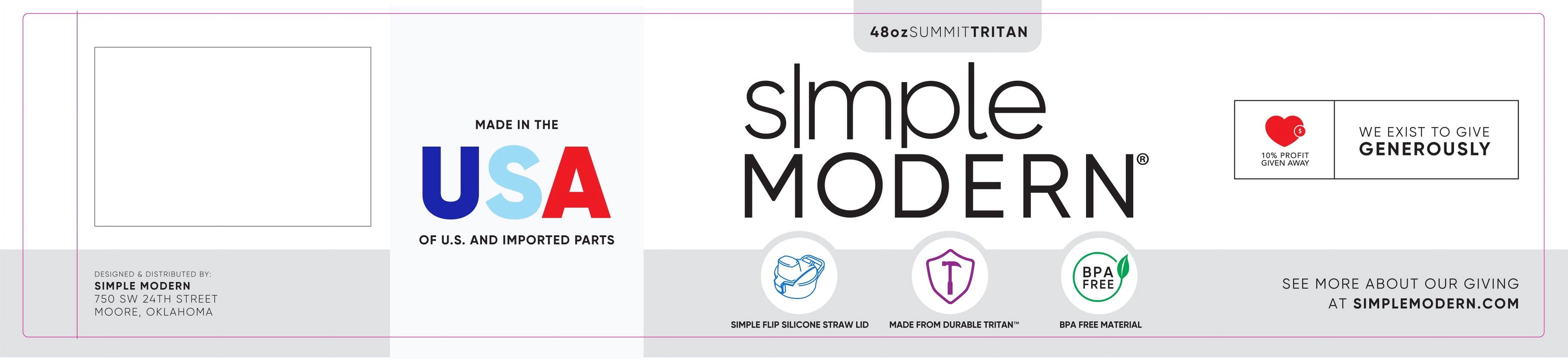 Simple Modern 48 fl oz Reusable Tritan Summit Water Bottle with Silicone Straw Lid|Raspberry Vibes 3DBT