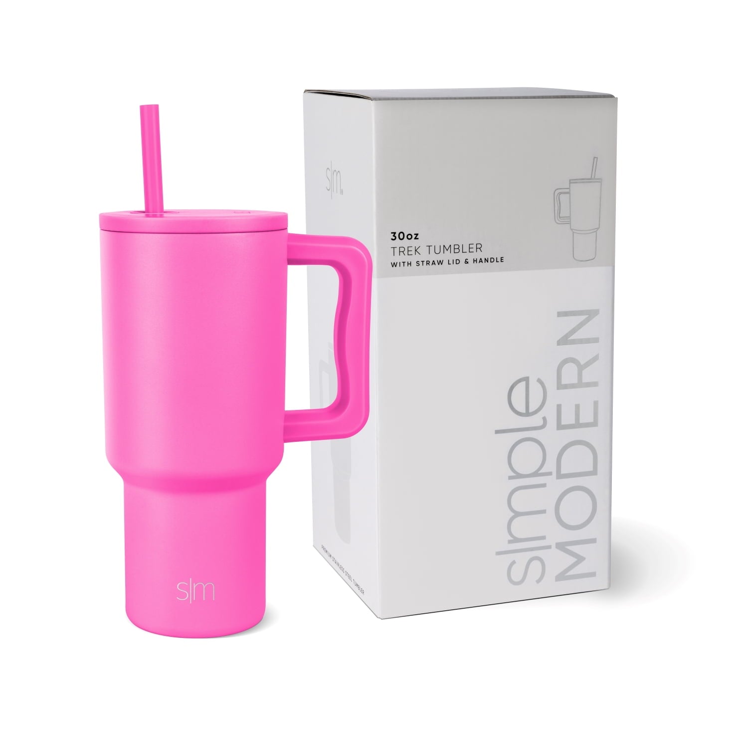 Simple Modern 30 fl oz Insulated Stainless Steel Trek Tumbler with Straw Lid | Cream Leopard M1TJ