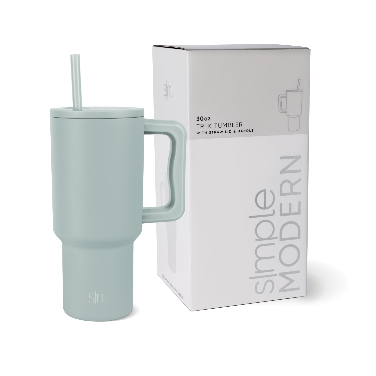Simple Modern 30 fl oz Insulated Stainless Steel Trek Tumbler with Straw Lid | Cream Leopard M1TJ